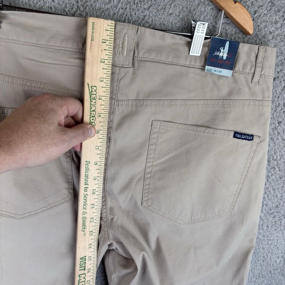NEW Johnnie O Tailgaters Pants Mens 38x34 Beige Fleece Lined 5 Pocket Chino Golf - Picture 7 of 9